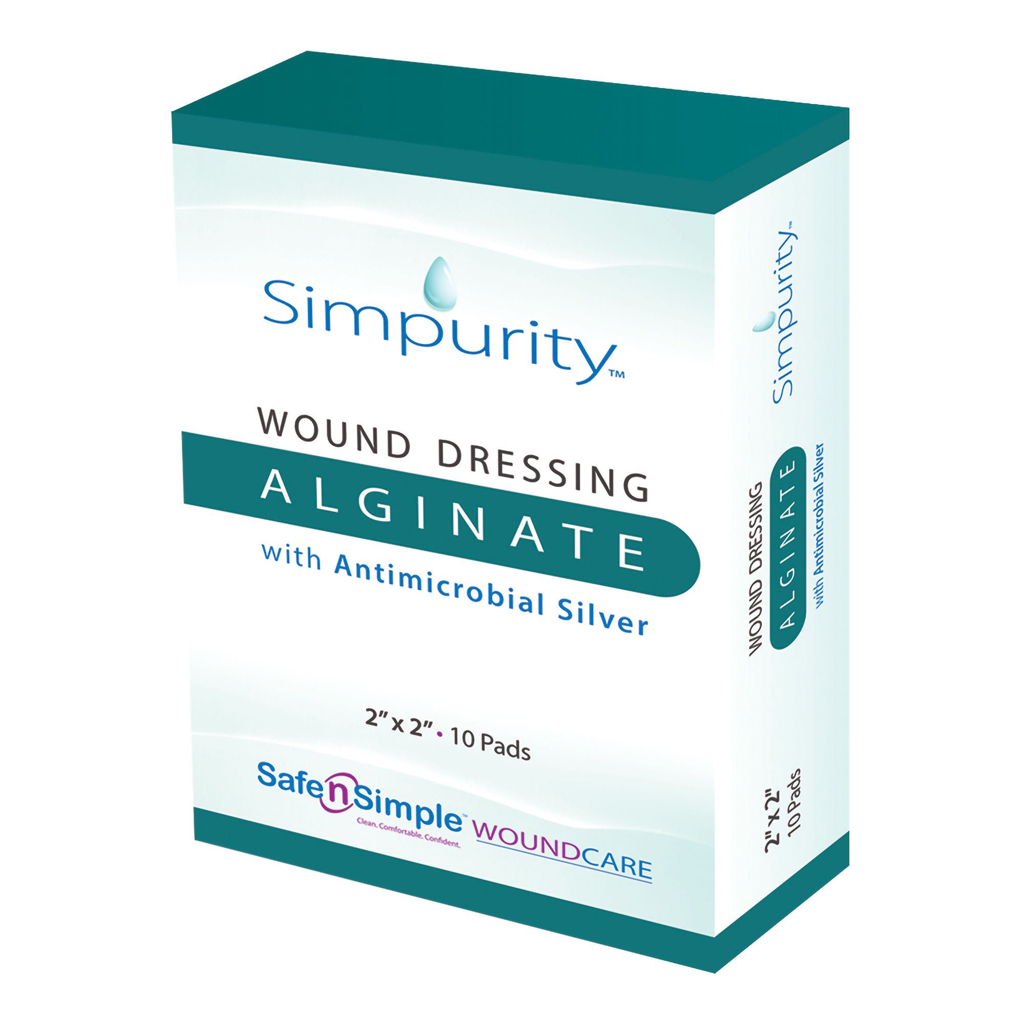 Simpurity™ Silver Calcium Alginate Dressing, 2 x 2 Inch