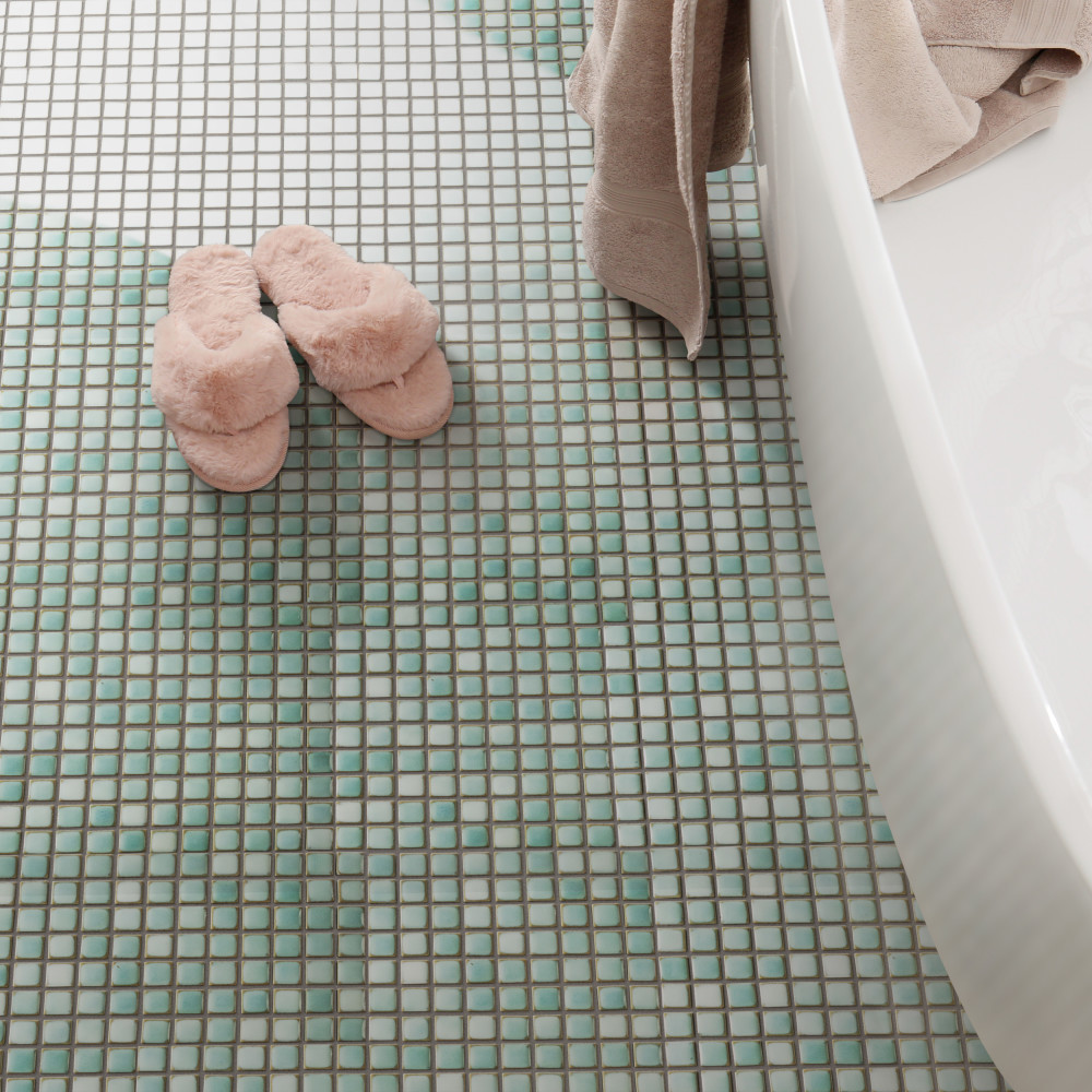 Hudson Edge Mint Green 12-1/4 in. x 12-1/4 in. Porcelain Mosaic Tile