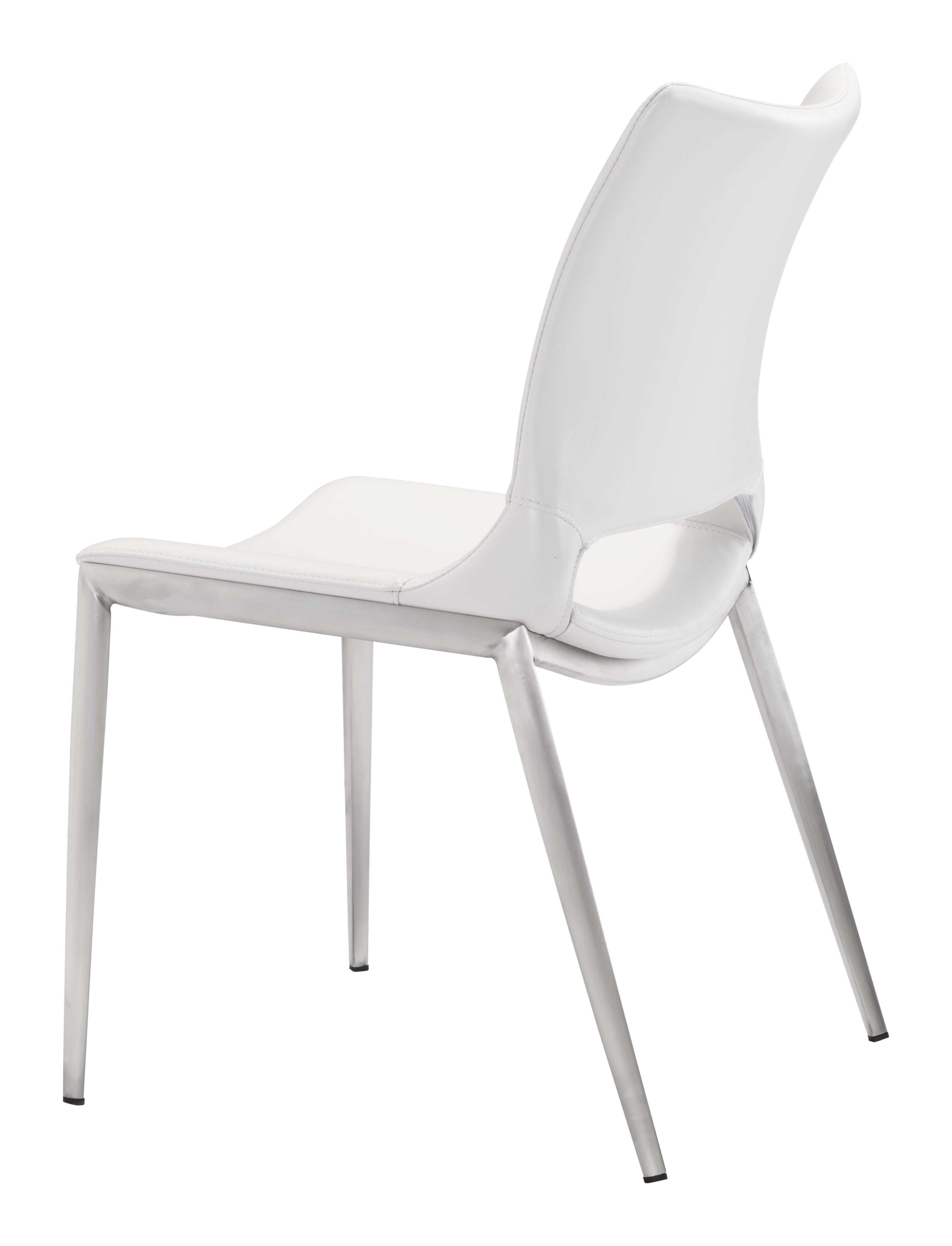 Ace Dining Chair (Set of 2) White & Silver product image