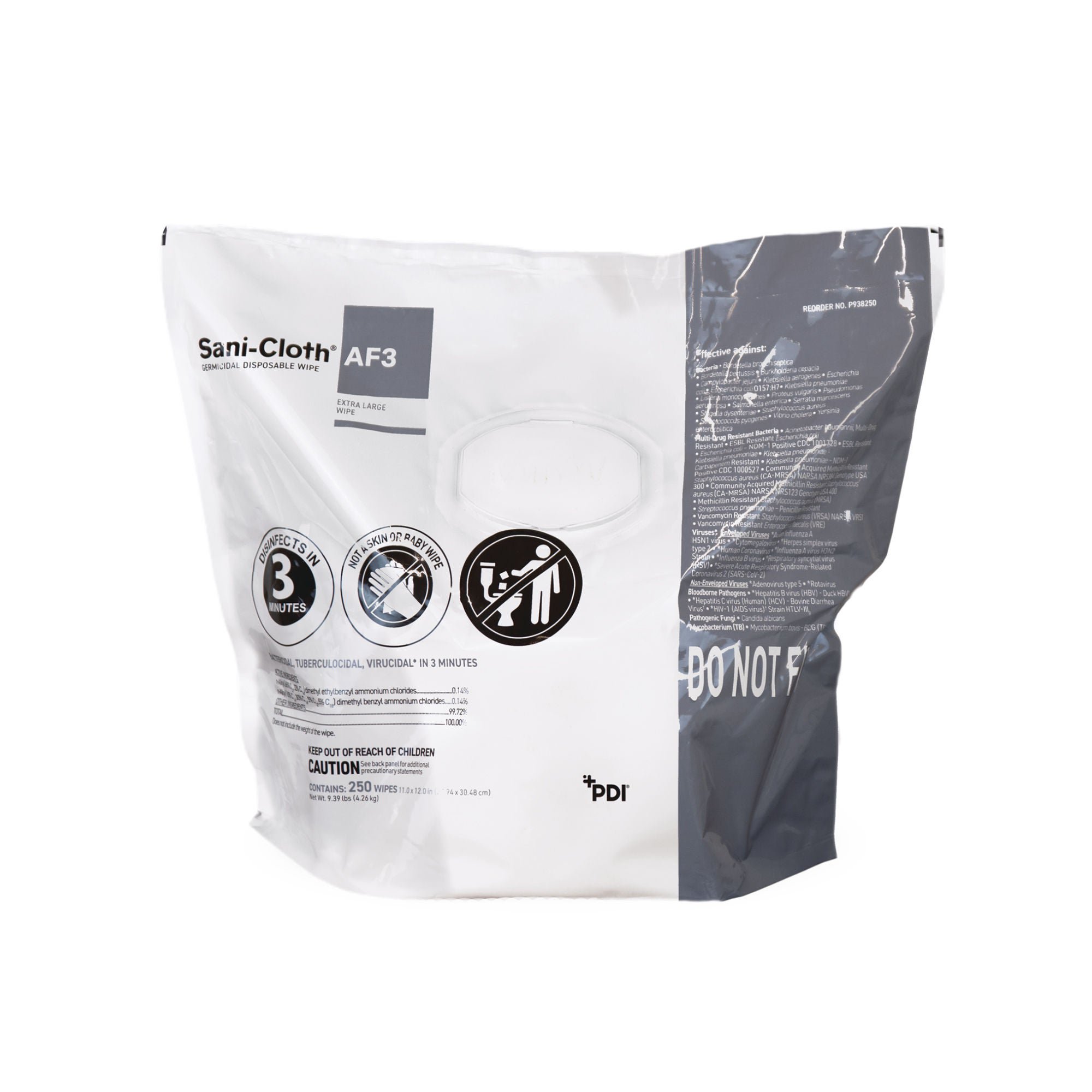 Surface Disinfectant Cleaner Sani-Cloth® AF3 Premoistened Germicidal Manual Pull Wipe 250 Count Bag Unscented NonSterile