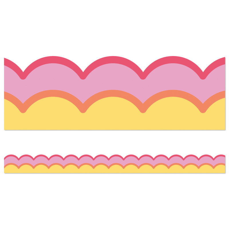 Happily Ever Elementary Retro Remix Warm Waves Scalloped Bulletin Board Borders, 39 Feet