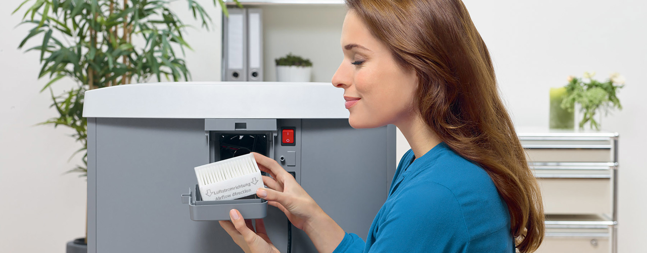 Dahle CleanTEC® Shredders remove 98% of harmful dust particles as you shred for cleaner, safer air quality.