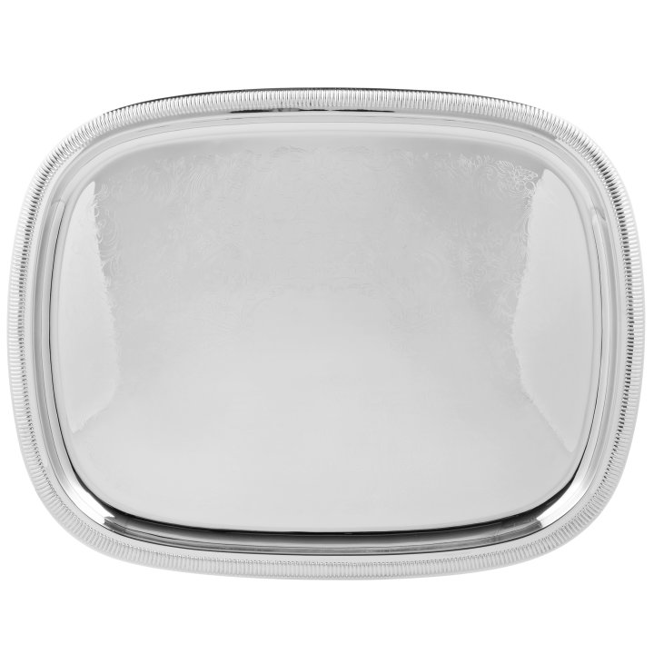 23 ½-inch Elegant Reflections oblong stainless steel serving tray