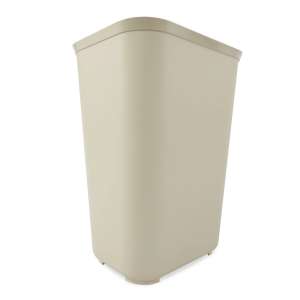 Rubbermaid Commercial, Fire Resistant, 10 gal, Resin, Beige, Rectangle, Receptacle