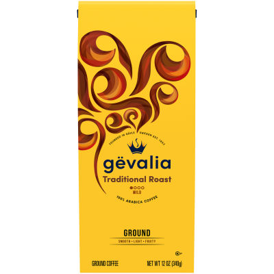 Gevalia Traditional Roast Mild 100% Arabica Ground Coffee, 12 oz Bag
