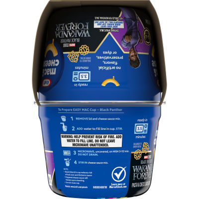 Kraft Macaroni & Cheese Dinner Black Panther: Wakanda Forever, 4 ct Pack, 1.9 oz Cups