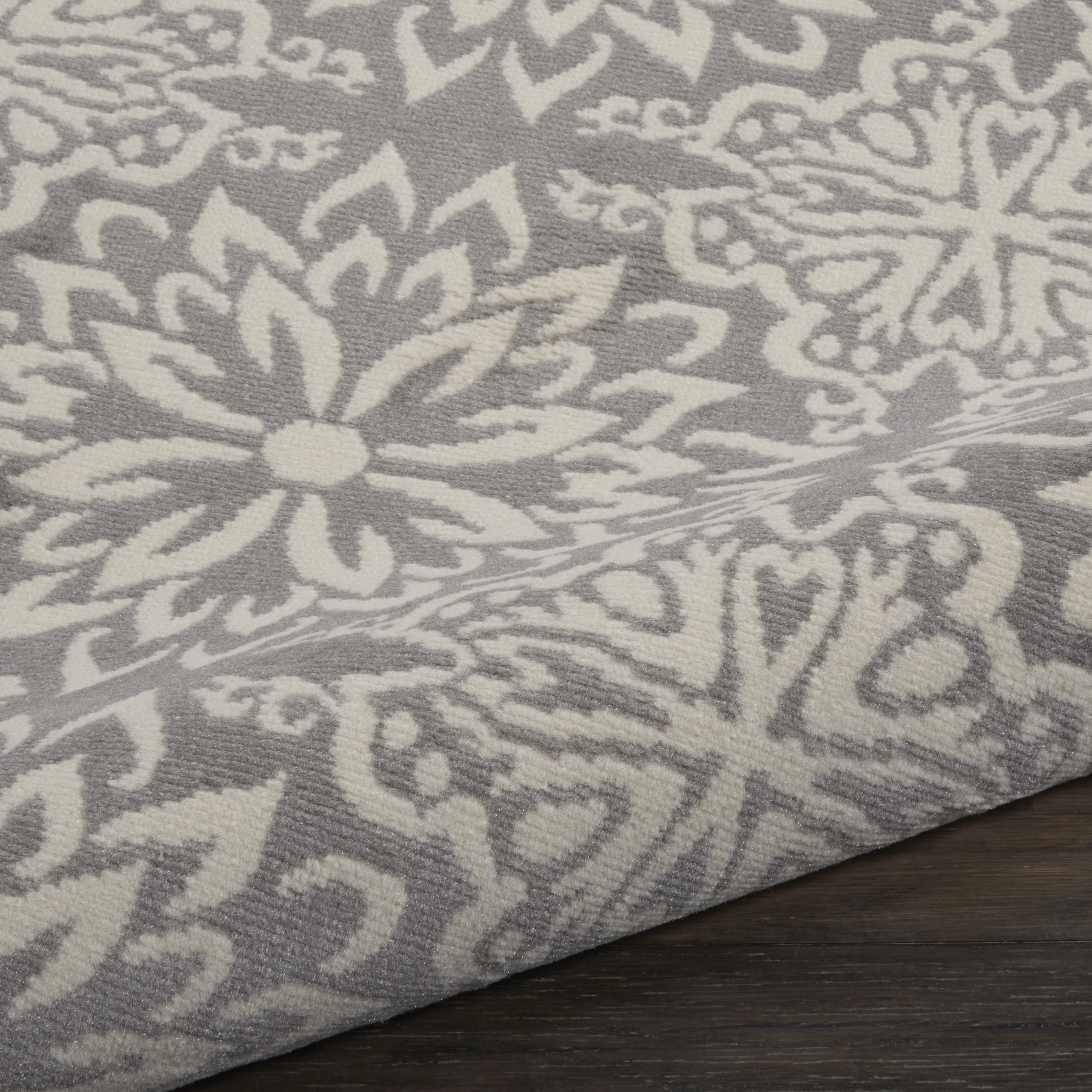 Nourison Jubilant 5'3" x Round Ivory Grey Farmhouse Indoor Rug