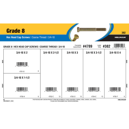 Grade 8 Hex Cap Screws Assortment (3/4
