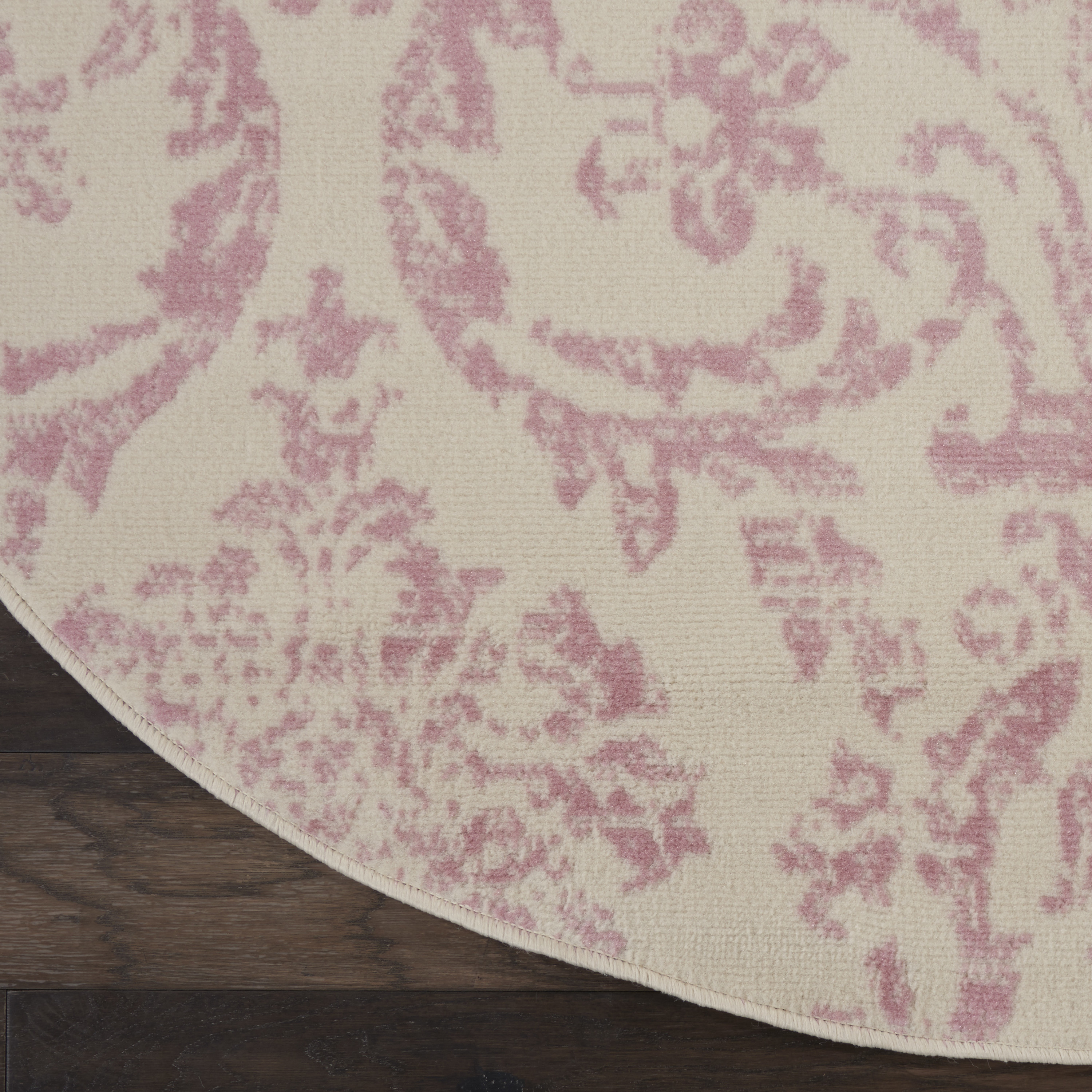 Nourison Jubilant 8' x Round Ivory Pink Vintage Indoor Rug