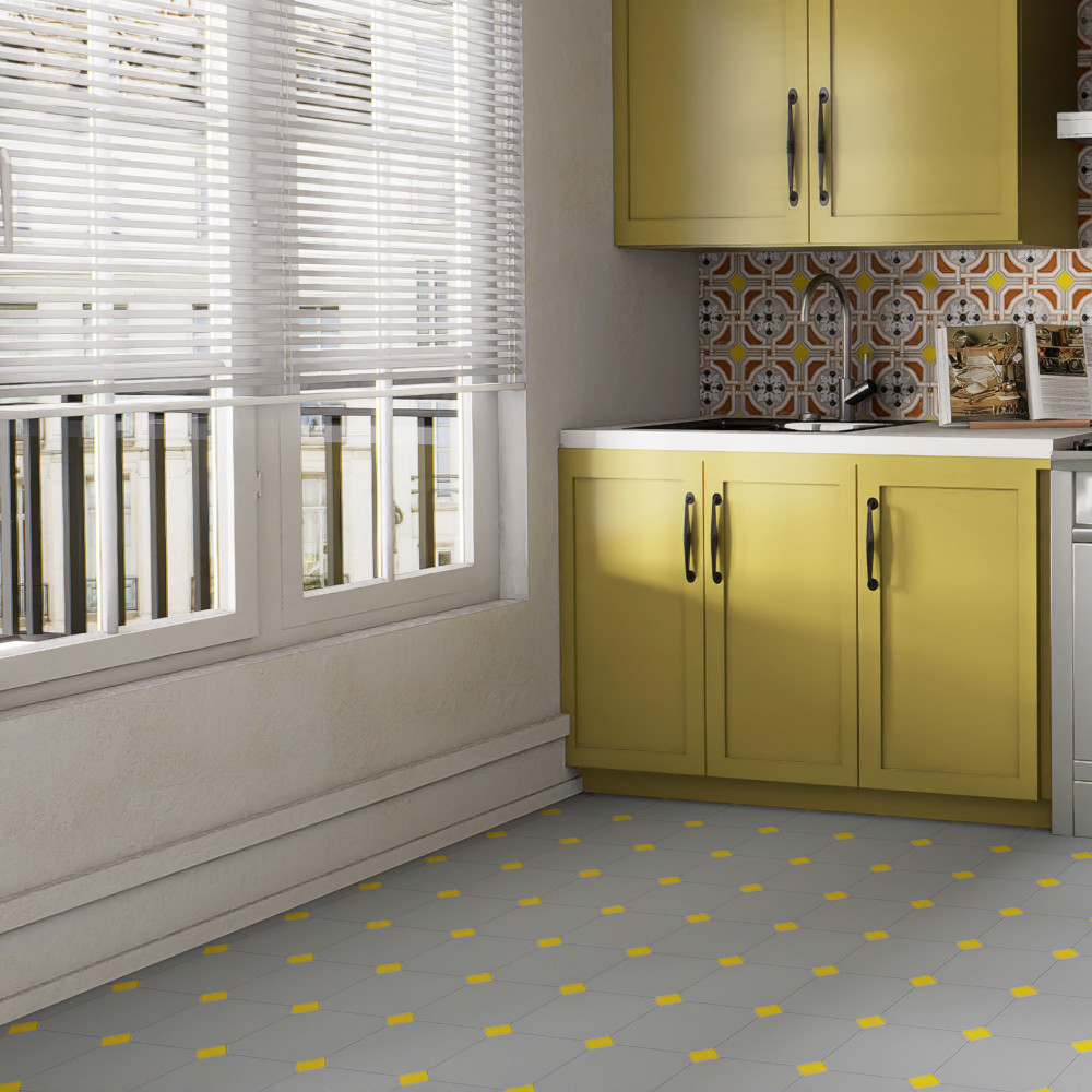 Vaudeville Octagon Humo with Taco Lima 7-7/8 in. x 7-7/8 in. Porcelain Floor and Wall Tile