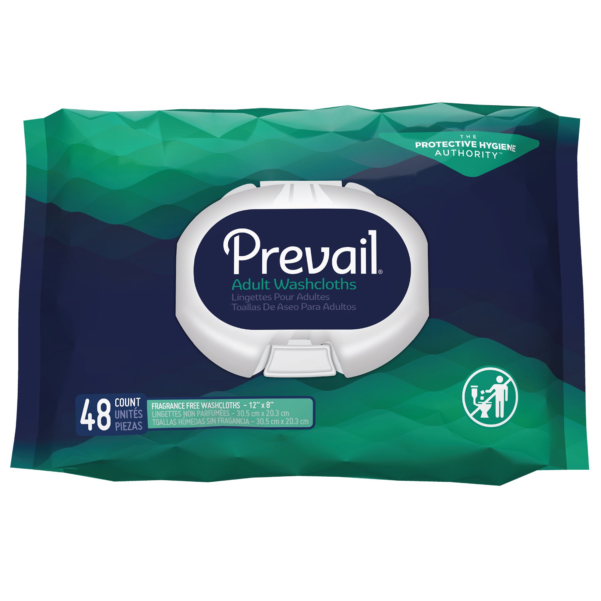 Prevail Adult Washcloths, Soft Pack, Aloe, Vitamin E, 12 x 8 Inch MK 888860