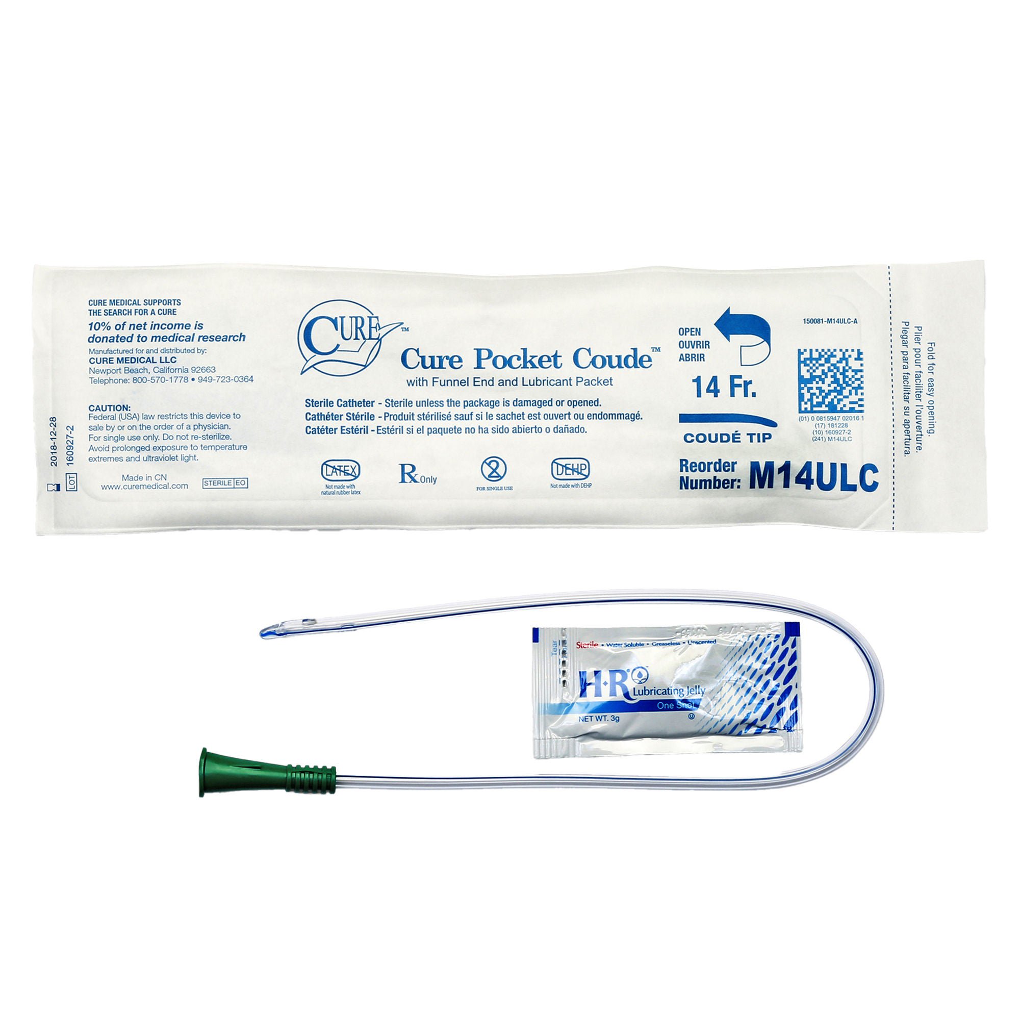 Cure Pocket Cath® Urethral Catheter, 14 Fr.