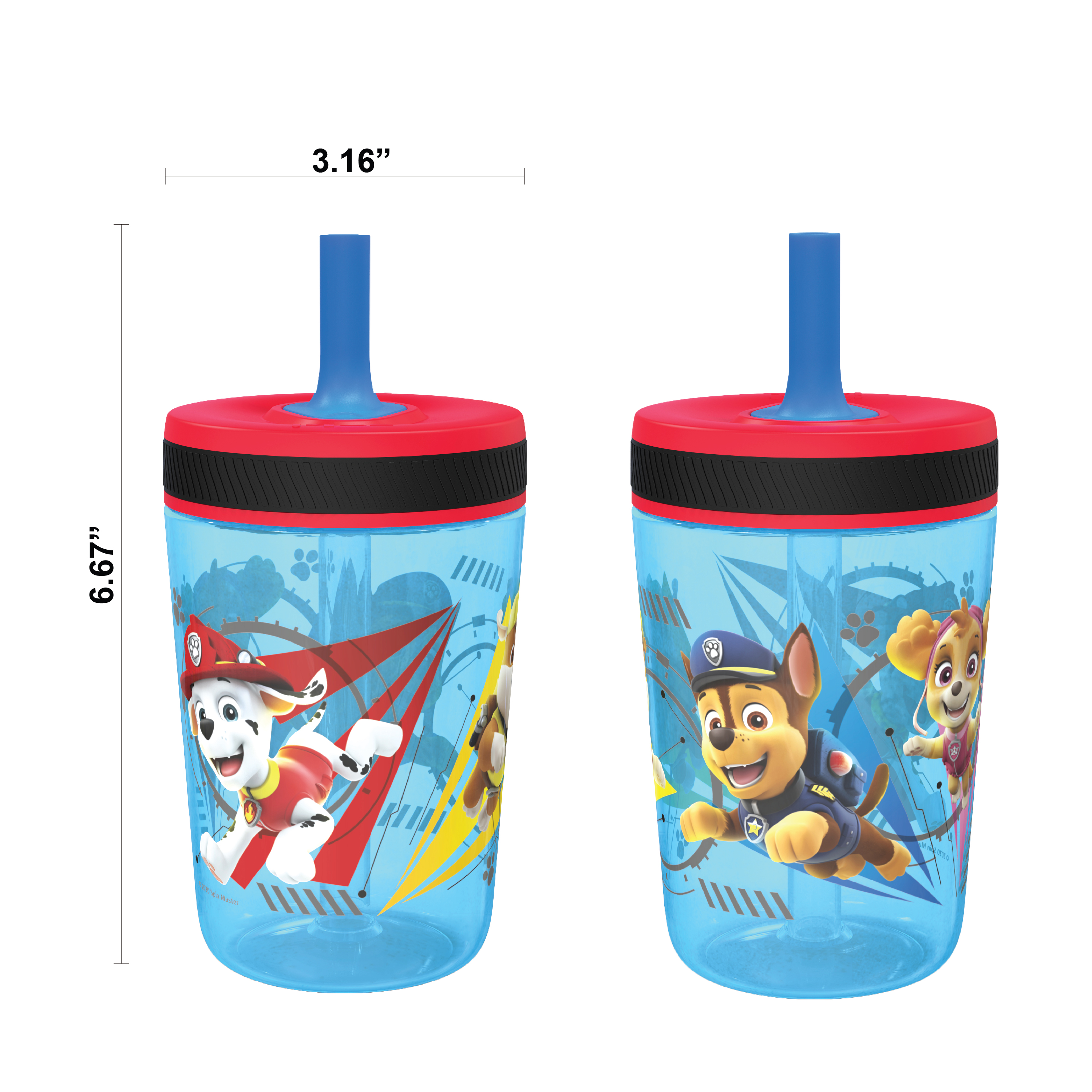 Paw Patrol 15  ounce Plastic Tumbler with Lid and Straw, Marshall and Skye, 2-piece set slideshow image 6