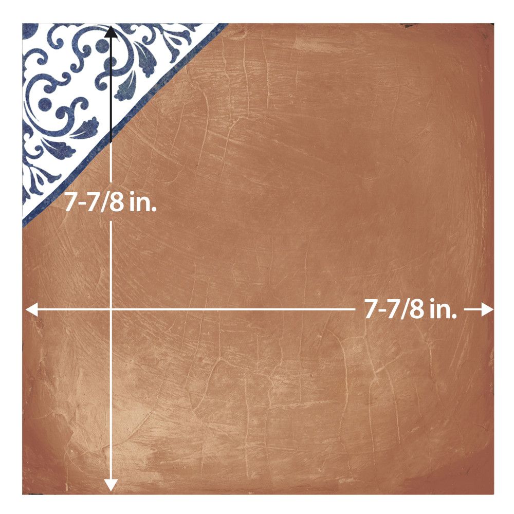 Sentier des Ocres Deco Blue 7-7/8 in. x 7-7/8 in. Porcelain Floor and Wall Tile