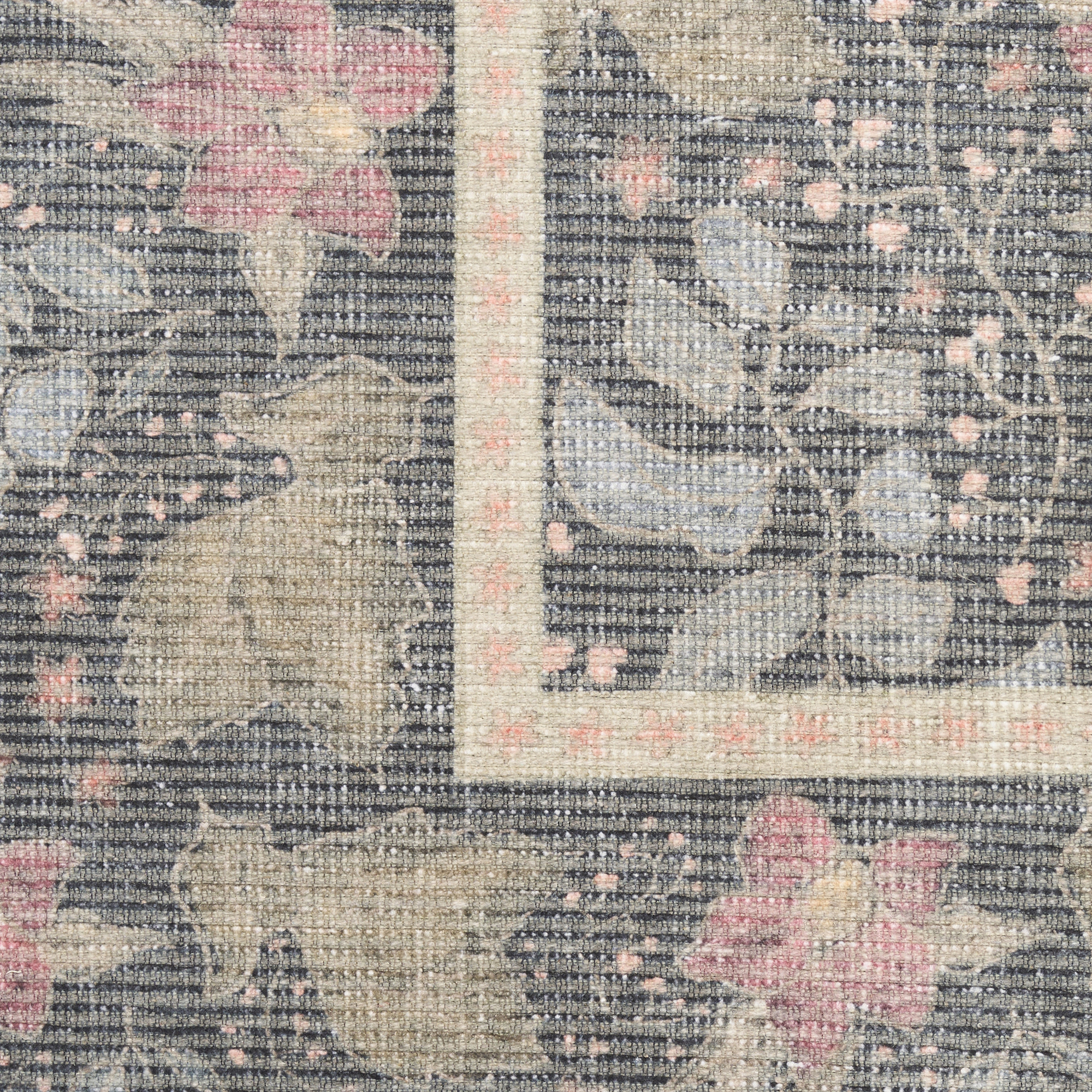Nourison Botanical Washables 7'6" x 9'10" Charcoal Multicolor Farmhouse Indoor Rug