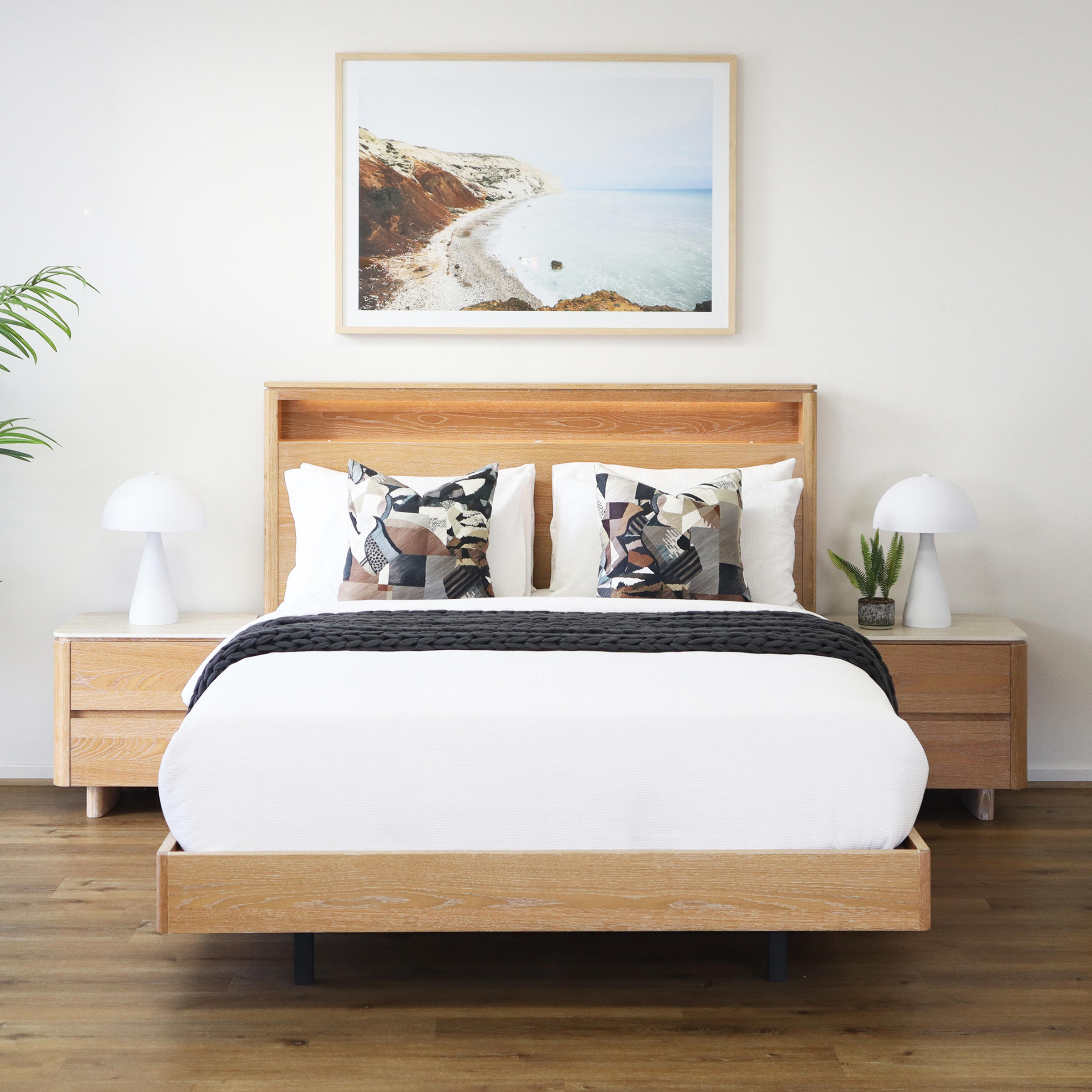Lifestyle image of the  Azure Bed Frame, Natural from Forty Winks