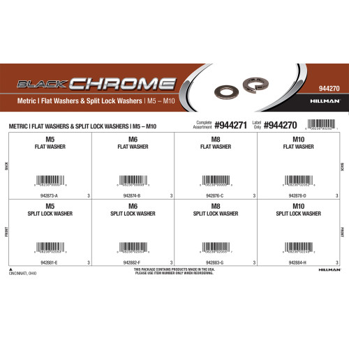 Black Chrome Metric Flat & Split Lock Washers Assortment (M5 thru M10)