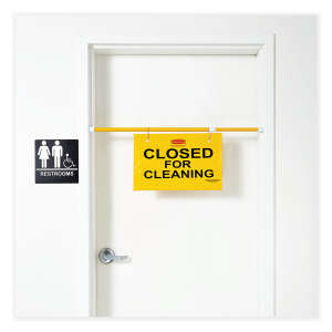 Rubbermaid Commercial, Closed For Cleaning Hanging Sign, Yellow, 13"