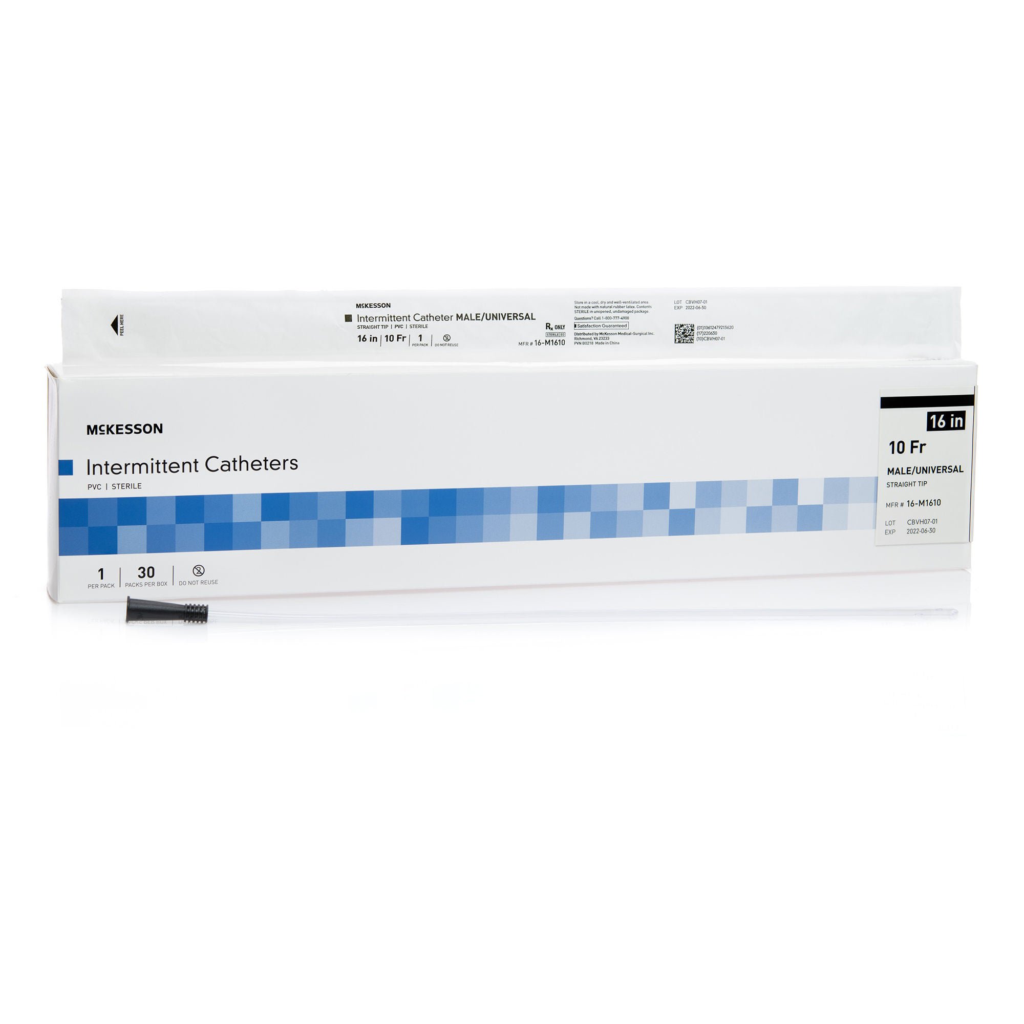 McKesson Male Urethral Catheter, 10 Fr, Straight Tip