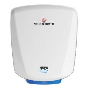WDCQ974A2, World Dryer, VERDEdri HEPA-Filtered Hand Dryer, Aluminum, White
