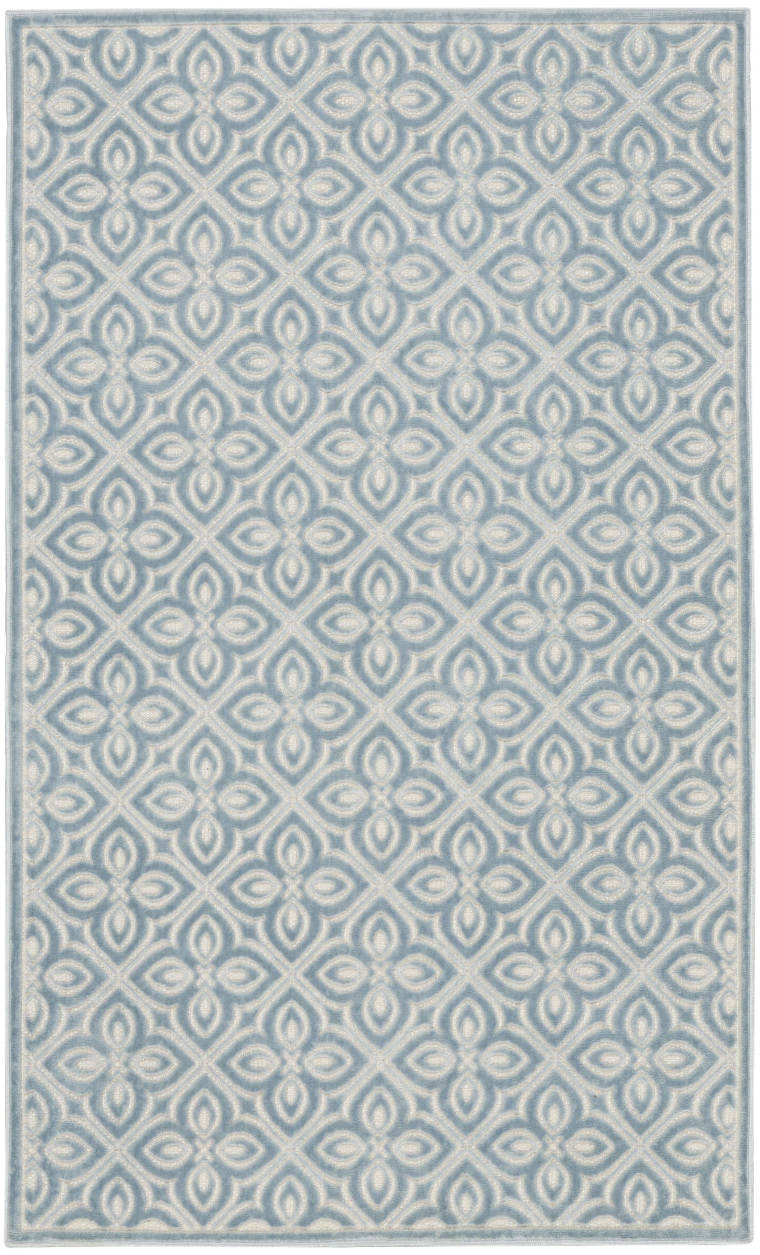 Nourison Washable Charm 3' x 5' Blue Ivory Contemporary Indoor Rug