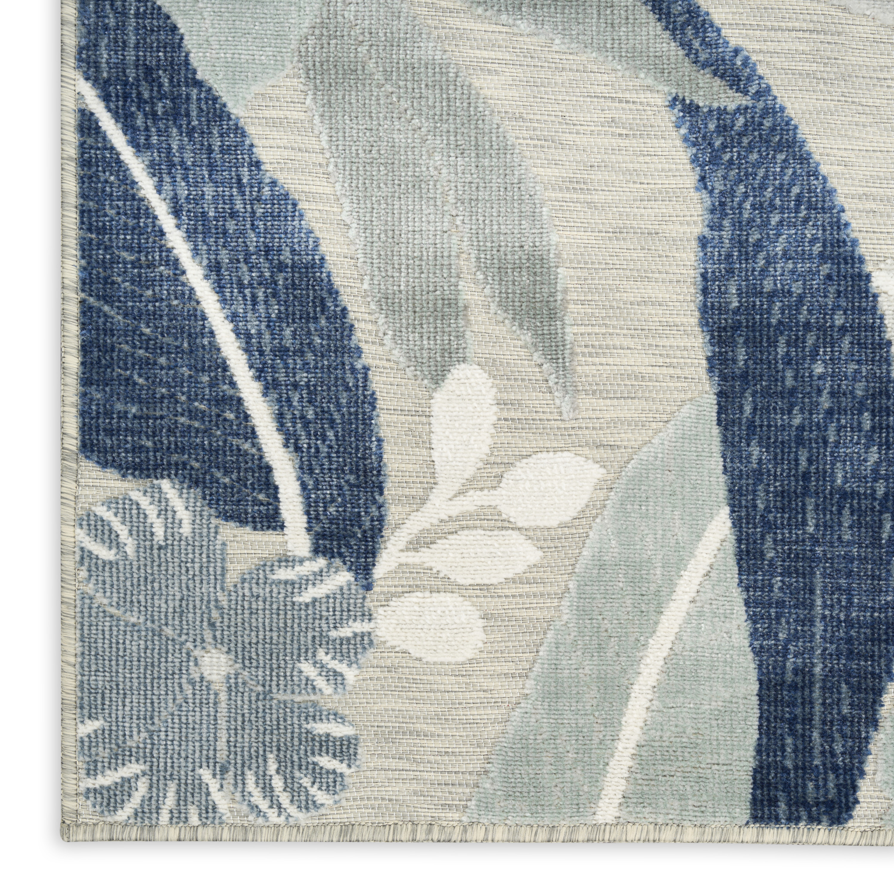 Nourison Suncoast 5'3" x 7'3" Grey Navy Tropical Rug