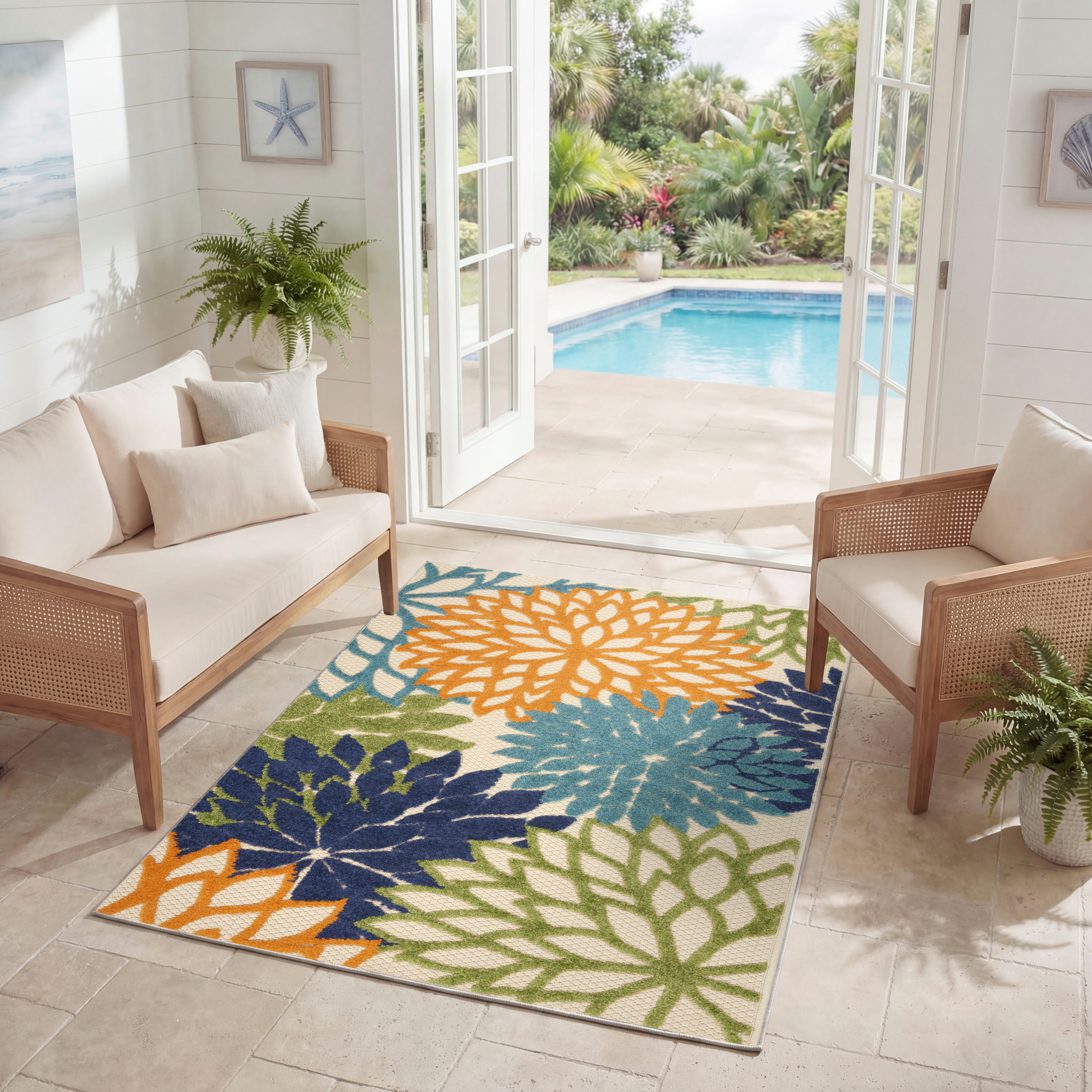 Nourison Aloha 2'8" x 4' Multicolor Tropical Rug