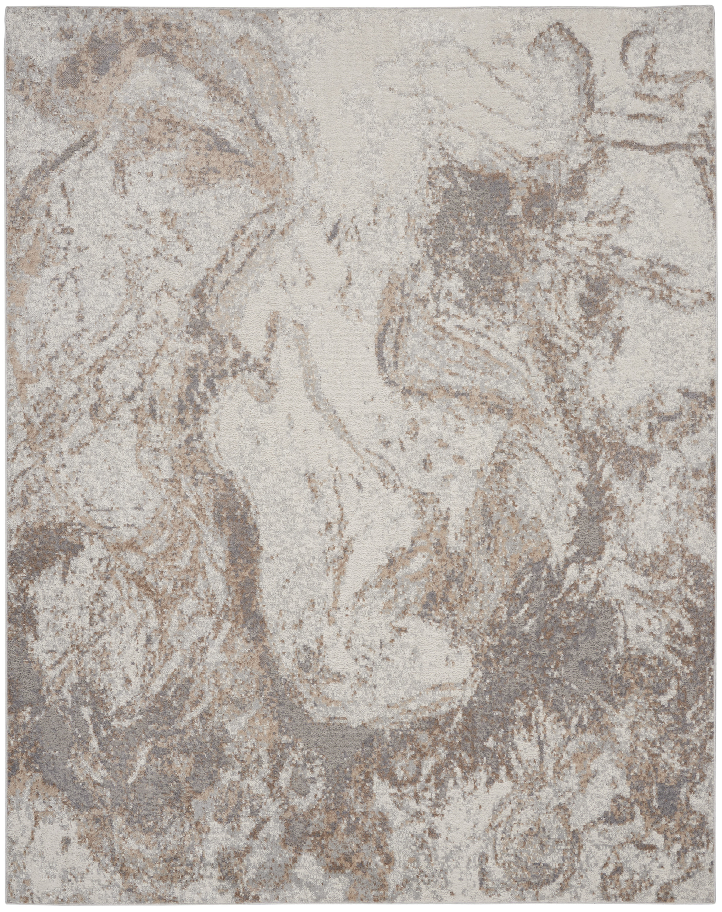 Nourison Elation 7'10" x 9'10" Ivory Grey Modern Indoor Rug