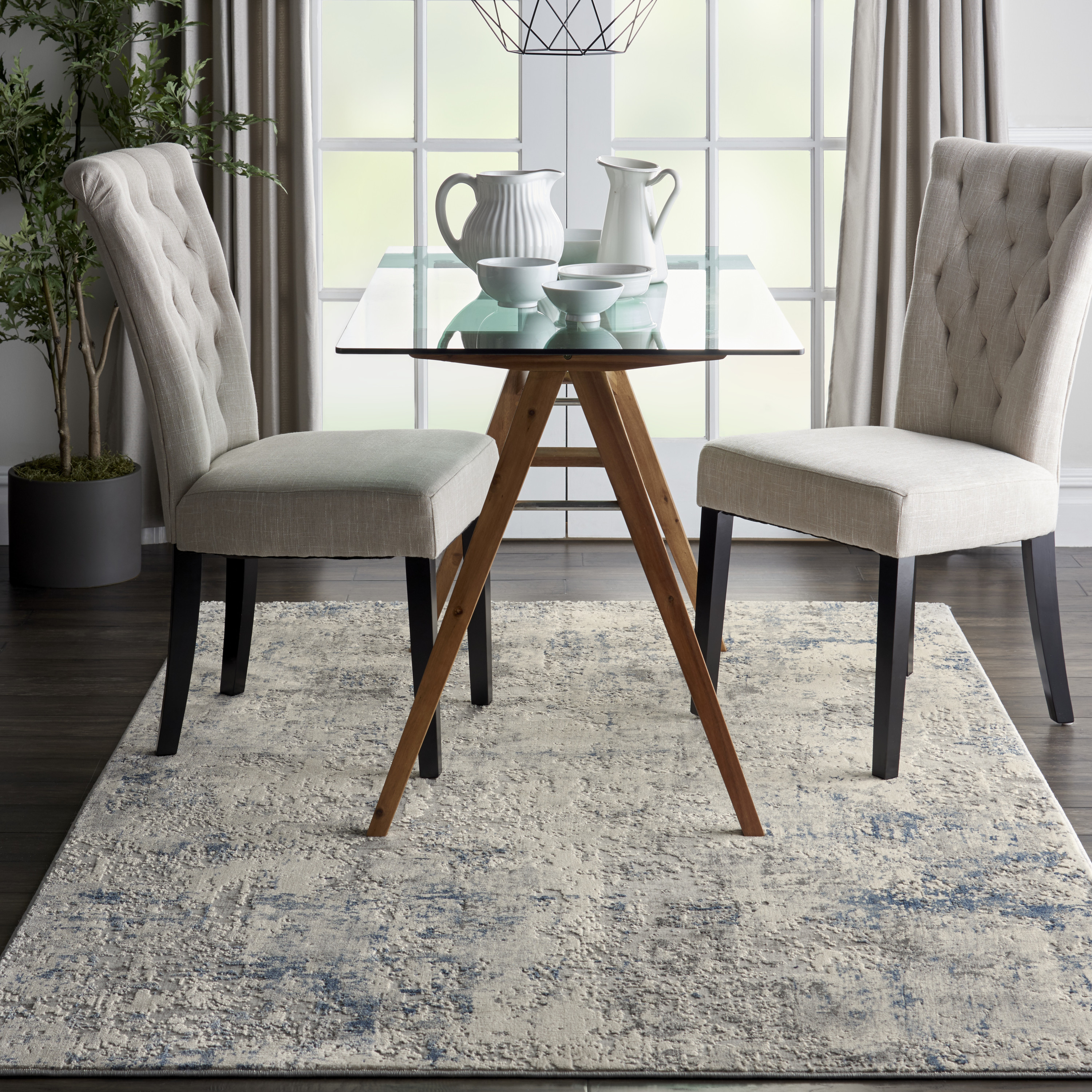 Nourison Rustic Textures 3'11" x 5'11" Ivory Grey Blue Modern Indoor Rug
