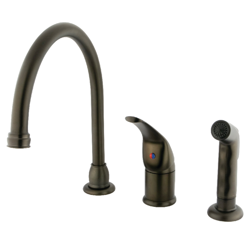 Single-Handle 3-Hole Widespread Kitchen Faucet with Side Sprayer, Oil Rubbed Bronze with 3 Finish Options