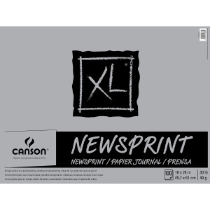 XL Series Newsprint Pad, Foldover Binding, 100 Sheet, 18x24 inch, 1 Count