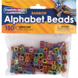 Alphabet Beads, Assorted Rainbow Colors, 6 mm, 150 Count