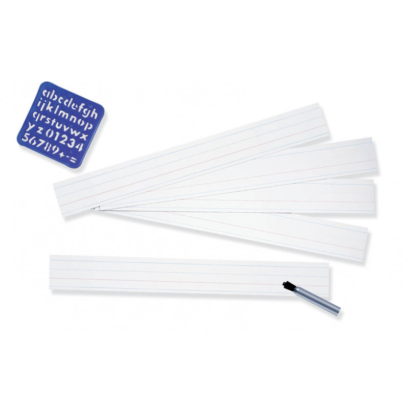 Zaner-Bloser™ Sentence Strips, White, 1-1/2 in x 3/4 in x 3/4 in ruled 3" x 24", 100 Strips