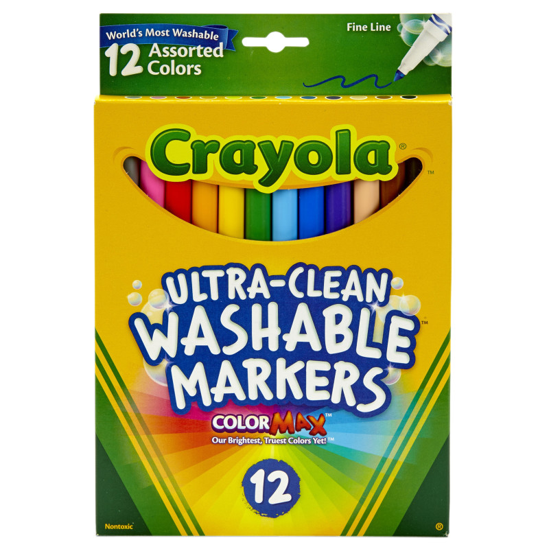 Ultra-Clean Markers, Fine Line, Assorted Colors, 12 Count