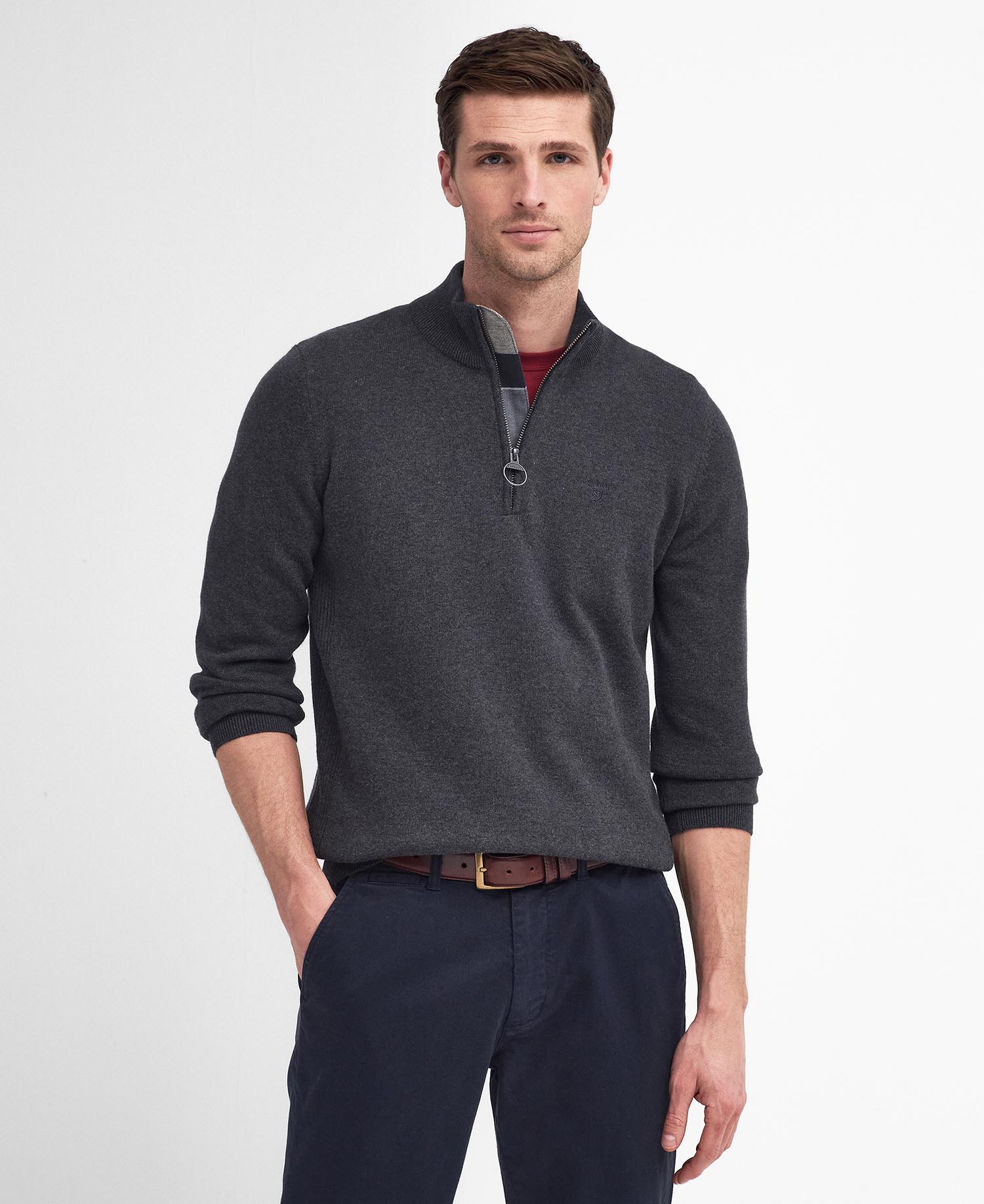 Felpa in cotone con mezza zip image number 0