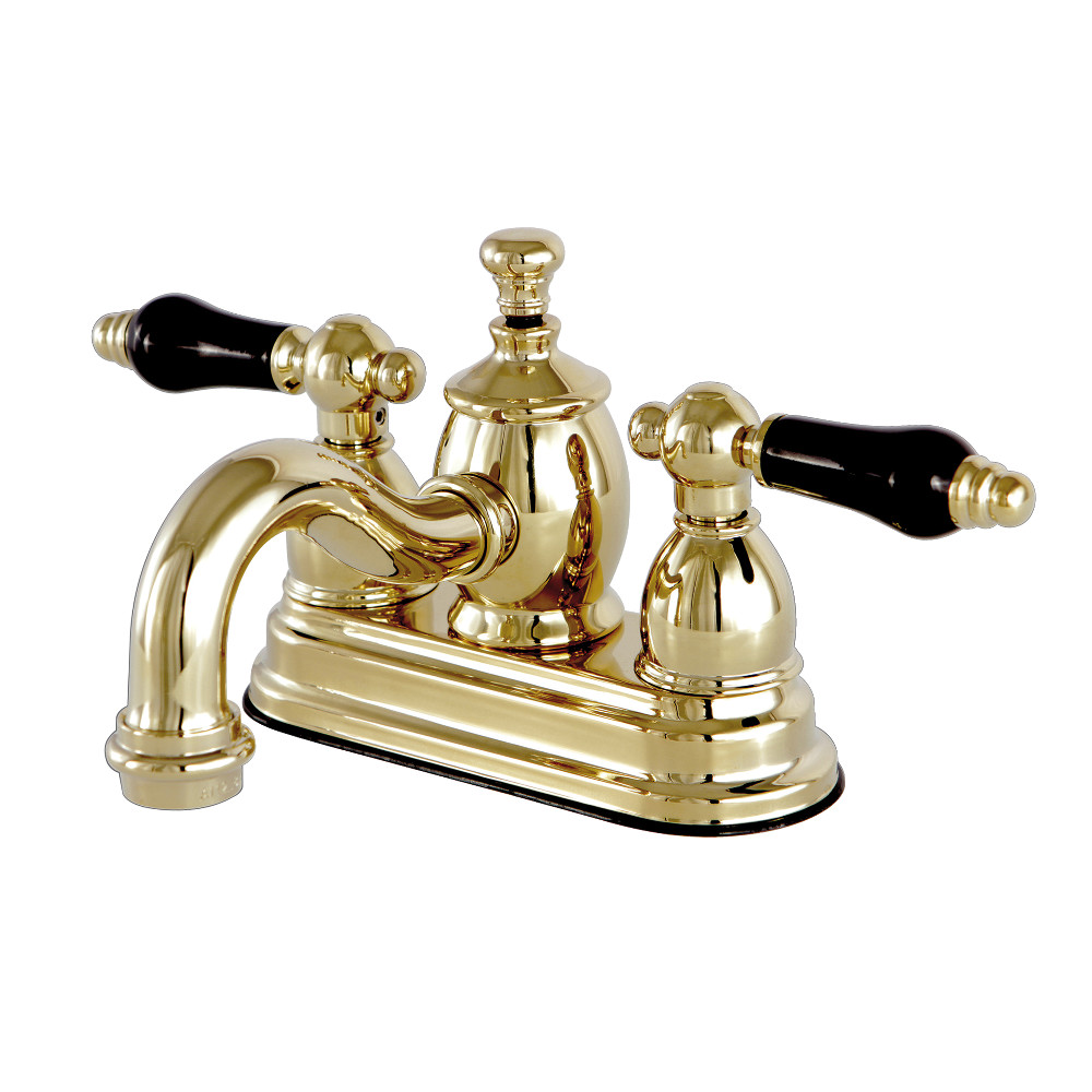 Double-Handle 4" Centerset Bathroom Faucet Polished Brass with Brass Pop-Up and with 2 Finish Options