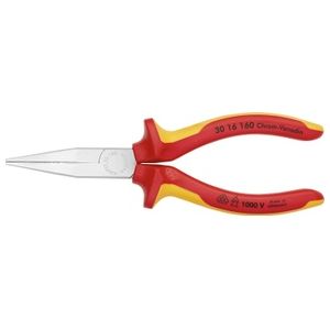 Long Nose Pliers-Flat Tips-1000V Insulated, 6-1/4 in., Multi-Component, VDE