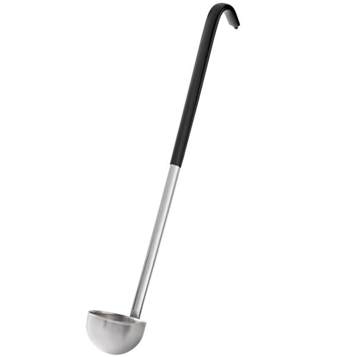 1-ounce two-piece stainless steel ladle with Kool-Touch® handle in black