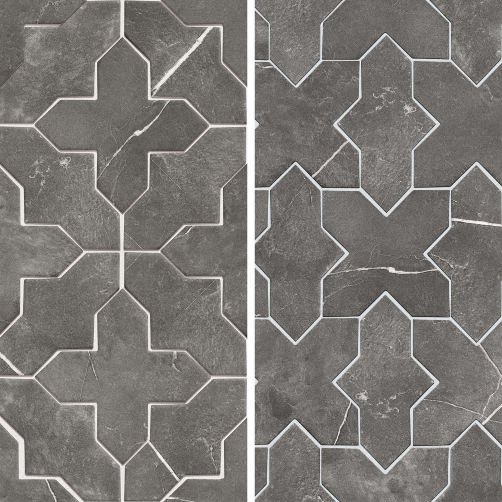 Istanbul Squire Shield Night with Night Cross 6 in. x 8-3/8 in. Porcelain Floor and Wall Tile
