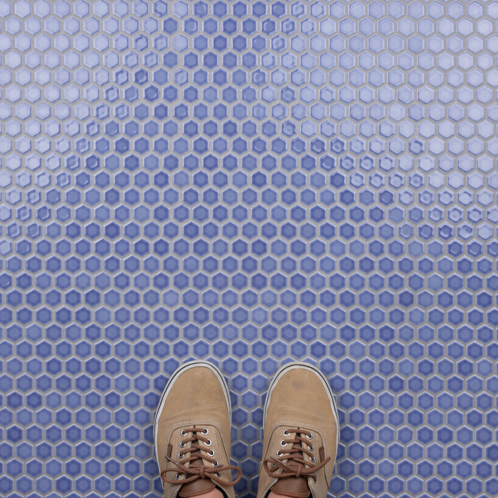 Tribeca 1″ Hex Glossy Periwinkle 10-1/4 in. x 11-7/8 in. Porcelain Mosaic Tile