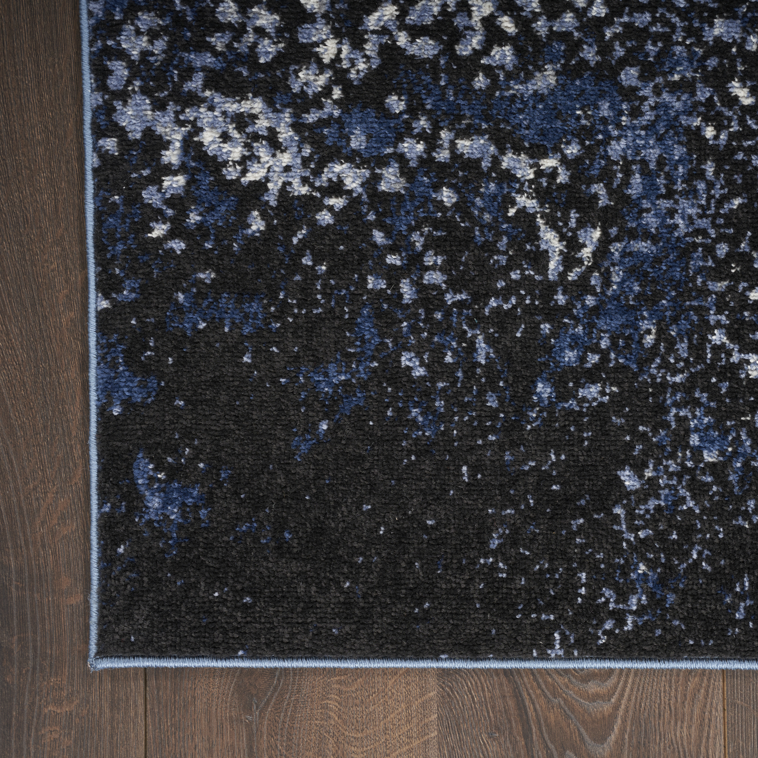 Nourison Passion 2'2" x 10' Light Blue Black Modern Indoor Rug