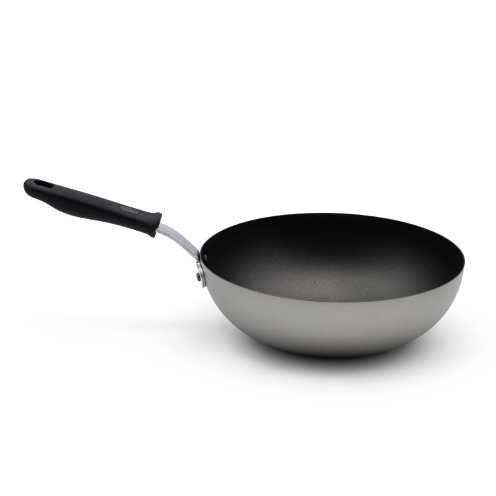11-inch carbon steel induction stir-fry pan with SteelCoat x3™ nonstick coating and silicone handle
