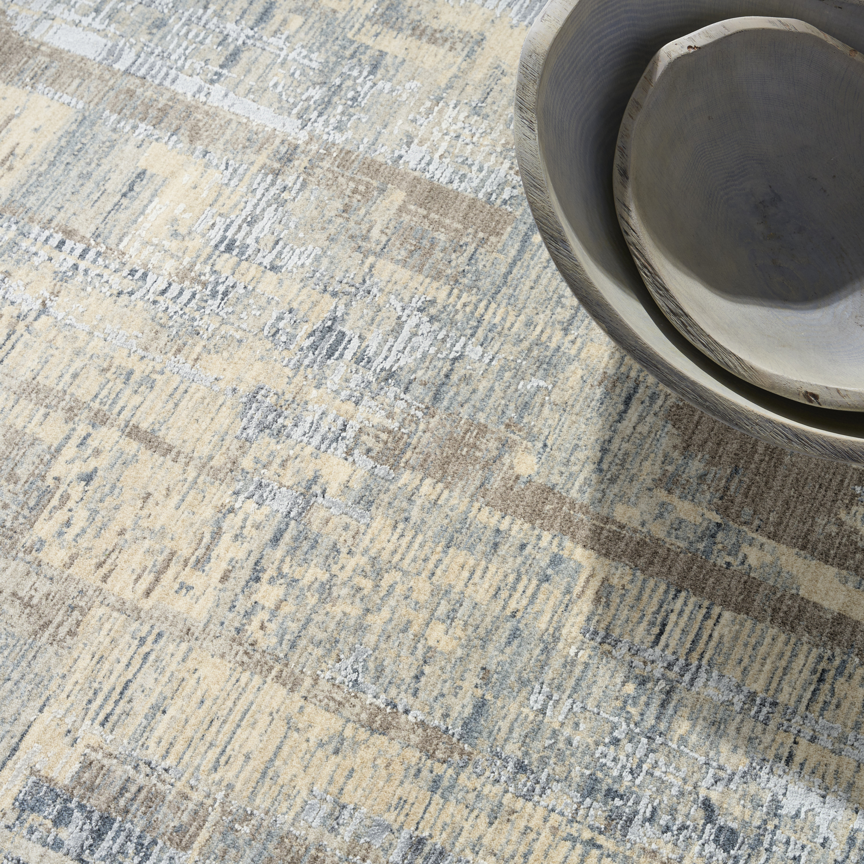 Calvin Klein CK089 Drift 7'10" x 10'2" Blue Beige Modern Indoor Rug