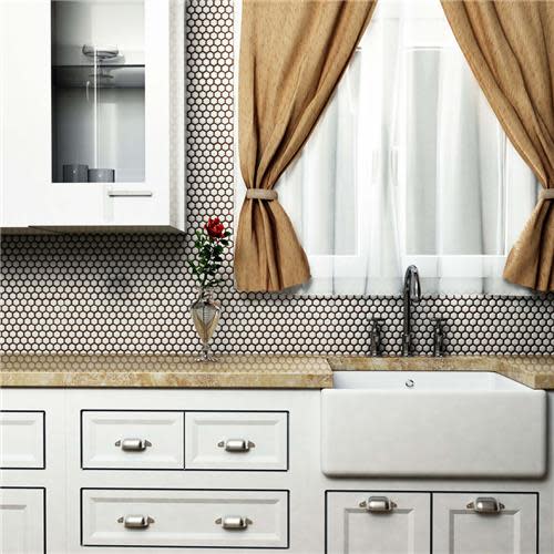 Metro 1″ Hex Glossy White 10-1/4 in. x 11-7/8 in. Porcelain Mosaic Tile