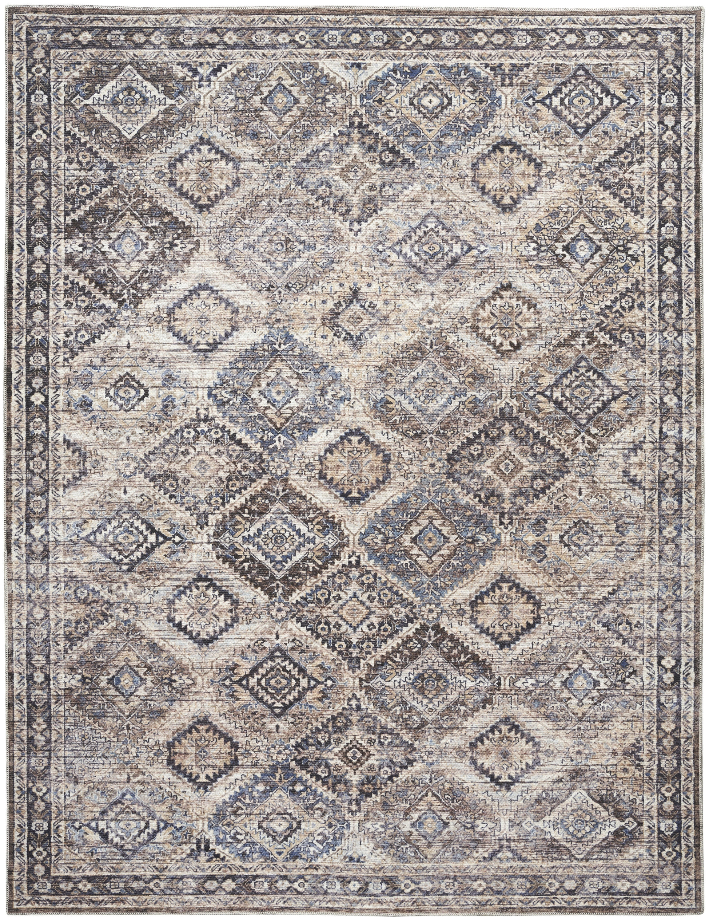 Nourison New Concept Washables 7'10" x 9'10" Ivory Latte Vintage Indoor Rug