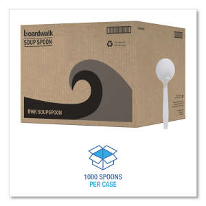 Boardwalk, Mediumweight Polystyrene Cutlery, Soup Spoon, White