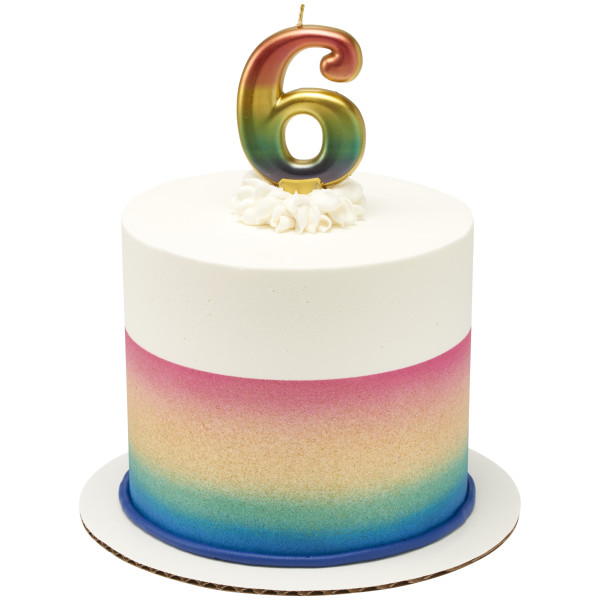6 Metallic Numeral Candles