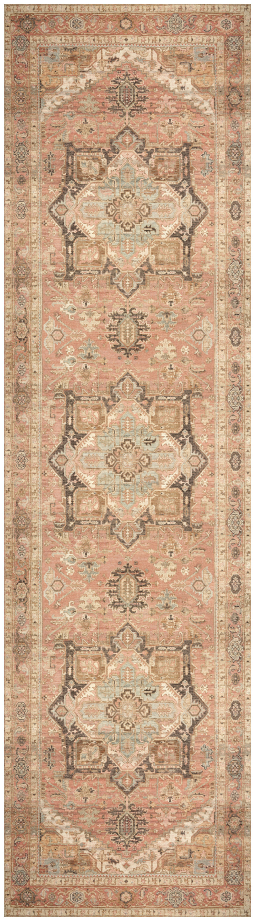 Nourison Vintage Washables 2'2" x 8' Coral Multicolor Vintage Indoor Rug