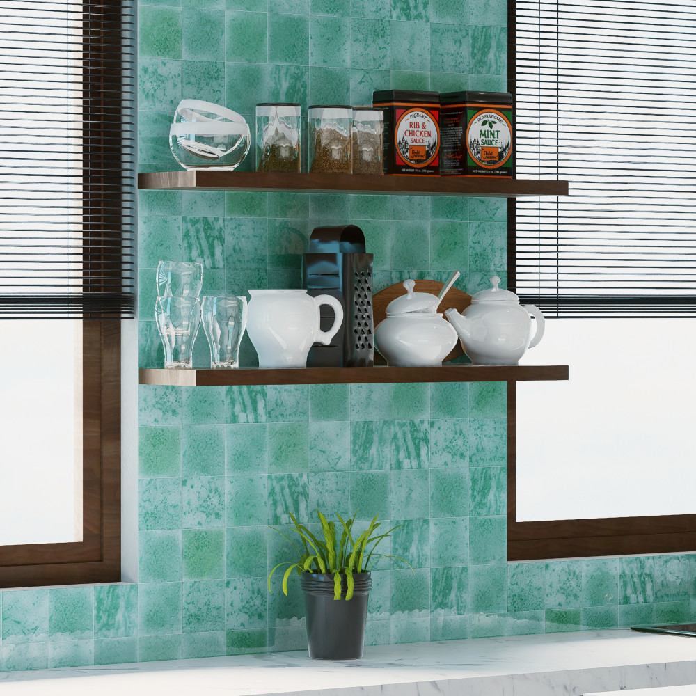 Menorca Aqua 4 in. x 4 in. Ceramic Wall Tile