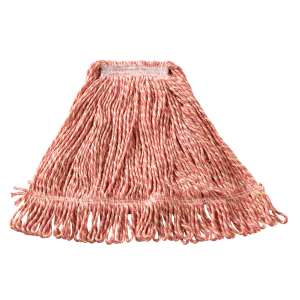 Rubbermaid Commercial, Super Stitch, Blend Looped-End Wet Mop Head with 1" Headband, 20 oz, Red